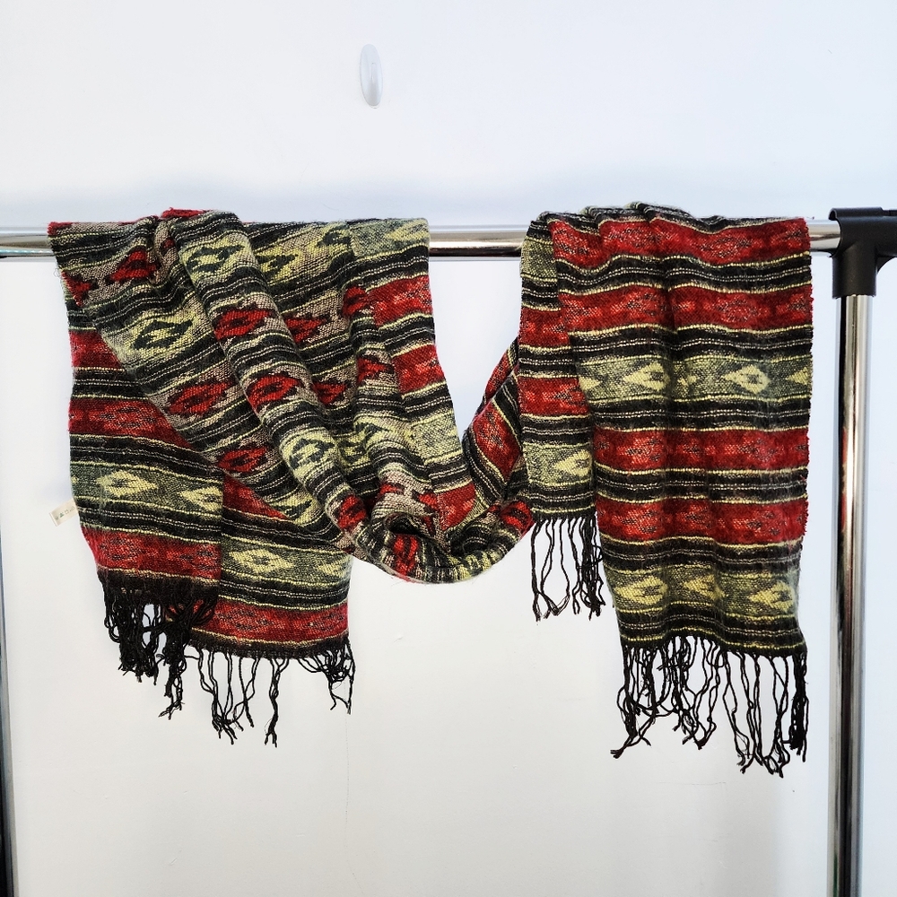 Multicolor Striped Fringe Scarf